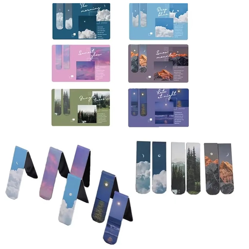 Bookmark Magnetic Clip - 2 Stück magnetische Lesezeichen mit Landschaftsmotiv,
