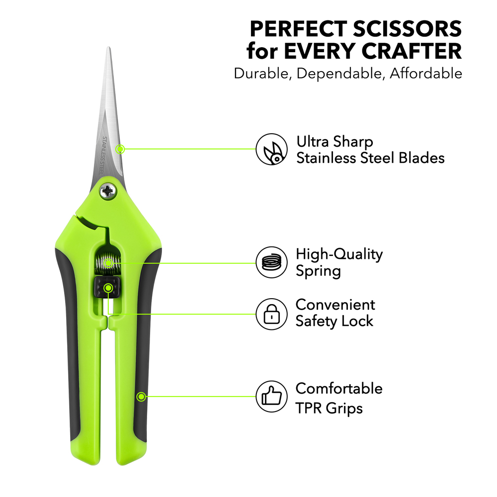 Scissors Stainless Craft - Ergonomische Schere mit Federwirkung, Bastelschere mit
